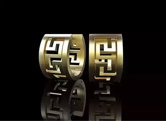 wide hoop earrings Greek key with a pattern