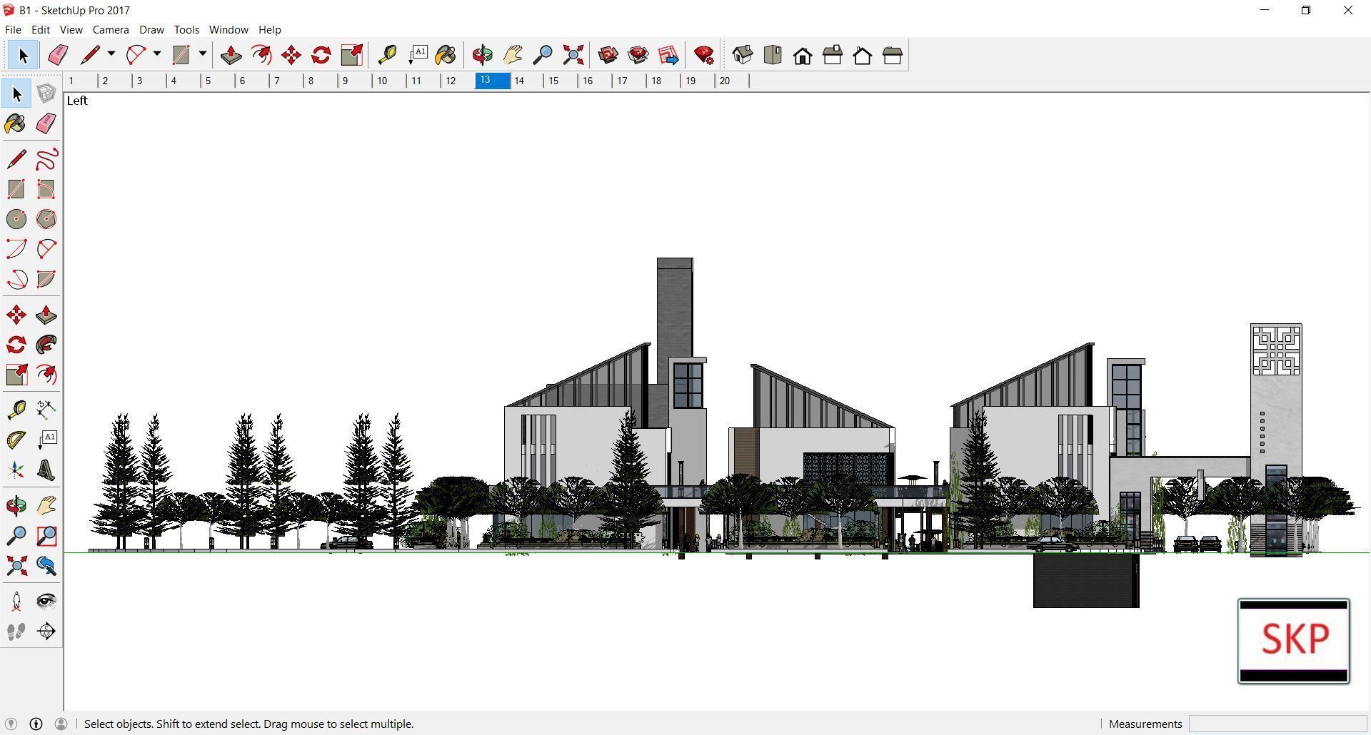 Sketchup Resturant building B1 3D model_2