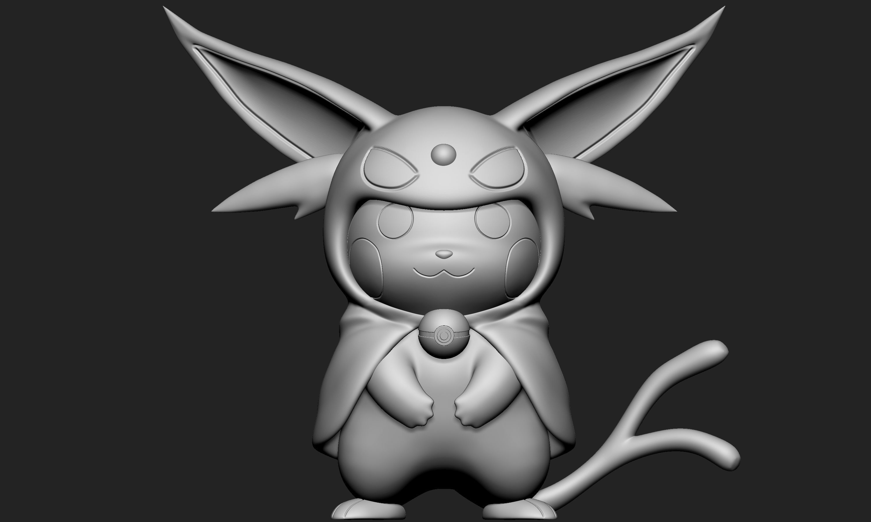 Pokemon - Pikachu Cosplay Poncho Espeon Free 3D print model_6