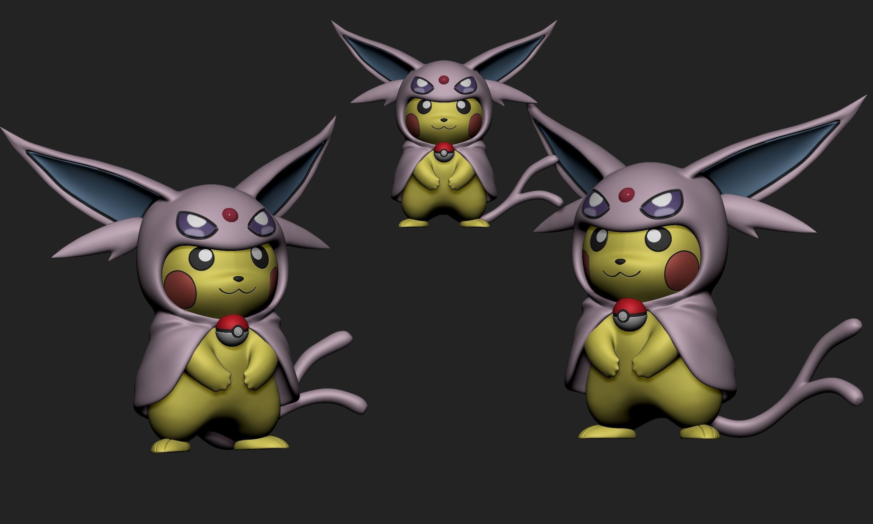 Pokemon - Pikachu Cosplay Poncho Espeon Free 3D print model_3