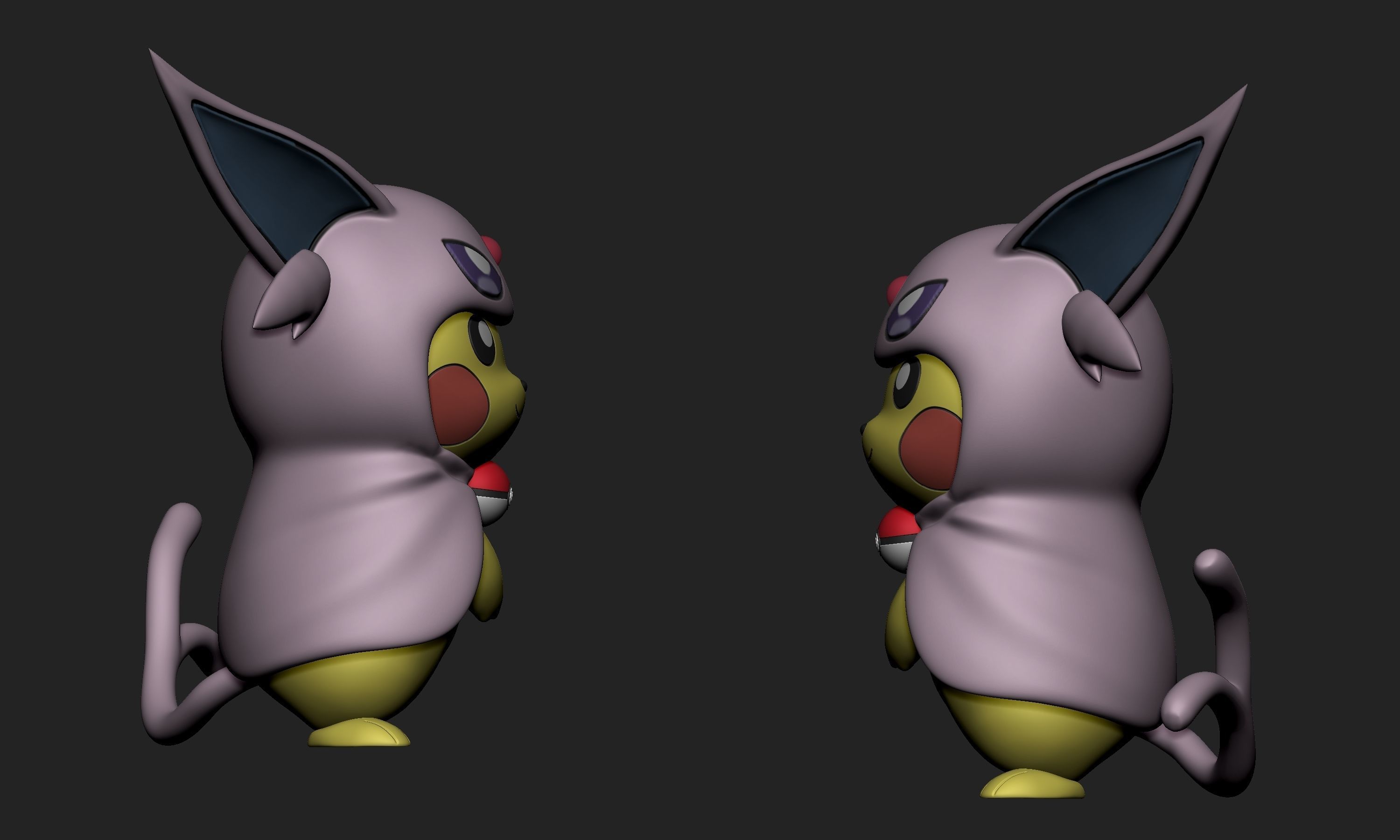 Pokemon - Pikachu Cosplay Poncho Espeon Free 3D print model_4