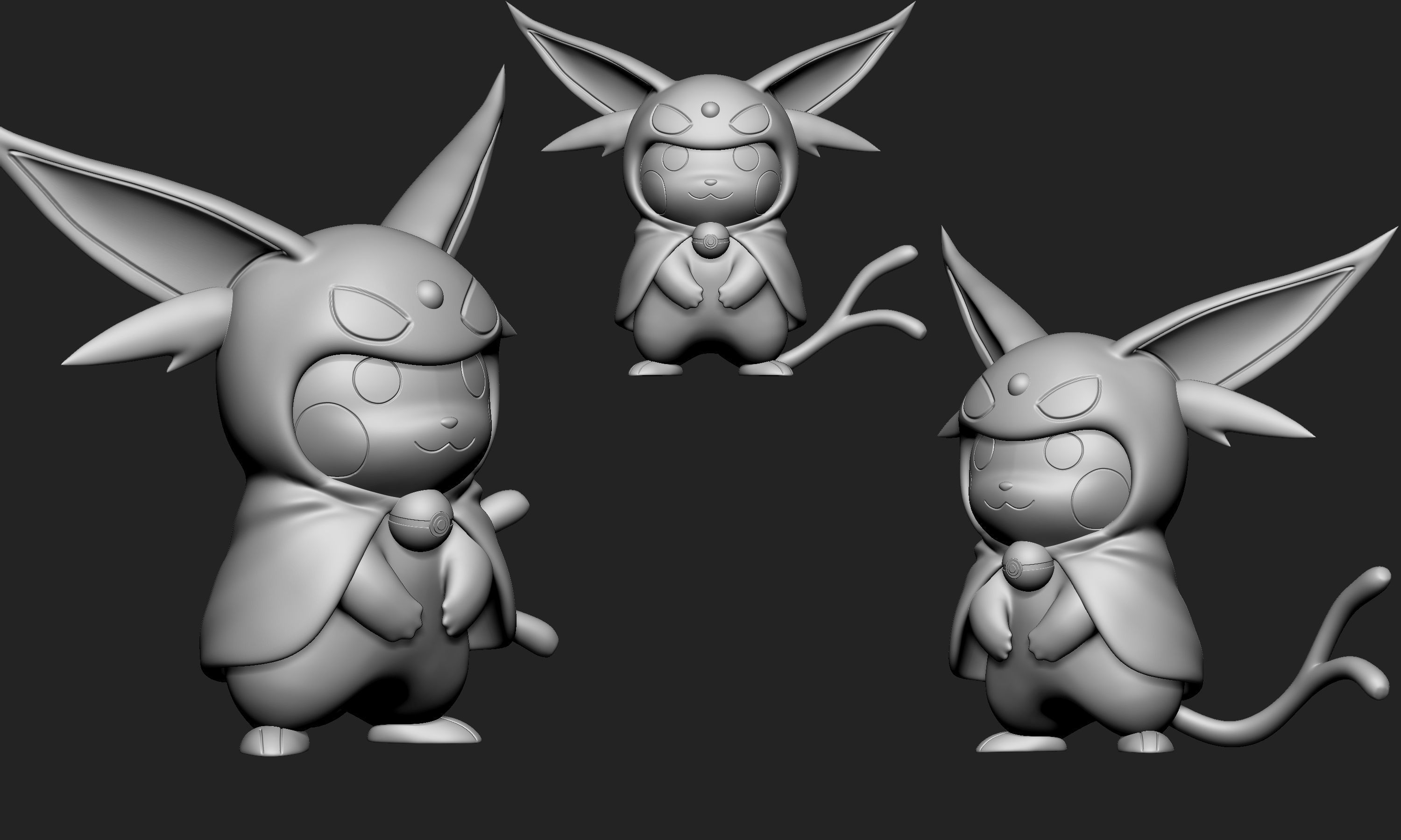 Pokemon - Pikachu Cosplay Poncho Espeon Free 3D print model_7