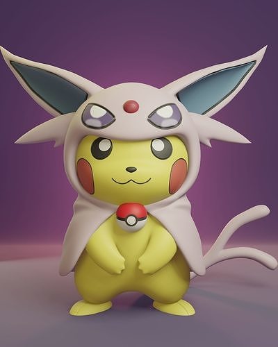 Pokemon - Pikachu Cosplay Poncho Espeon Free 3D print model