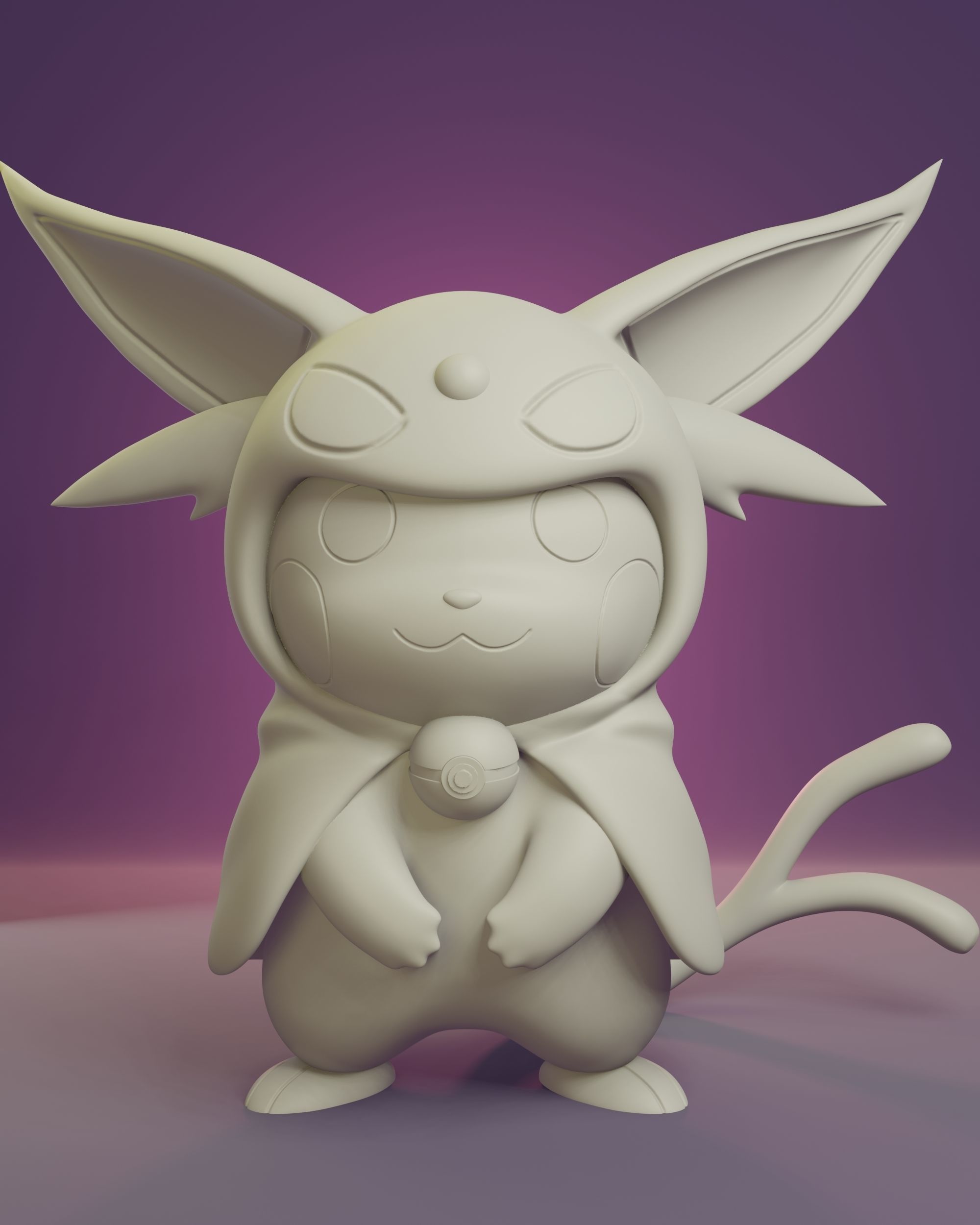 Pokemon - Pikachu Cosplay Poncho Espeon Free 3D print model_1