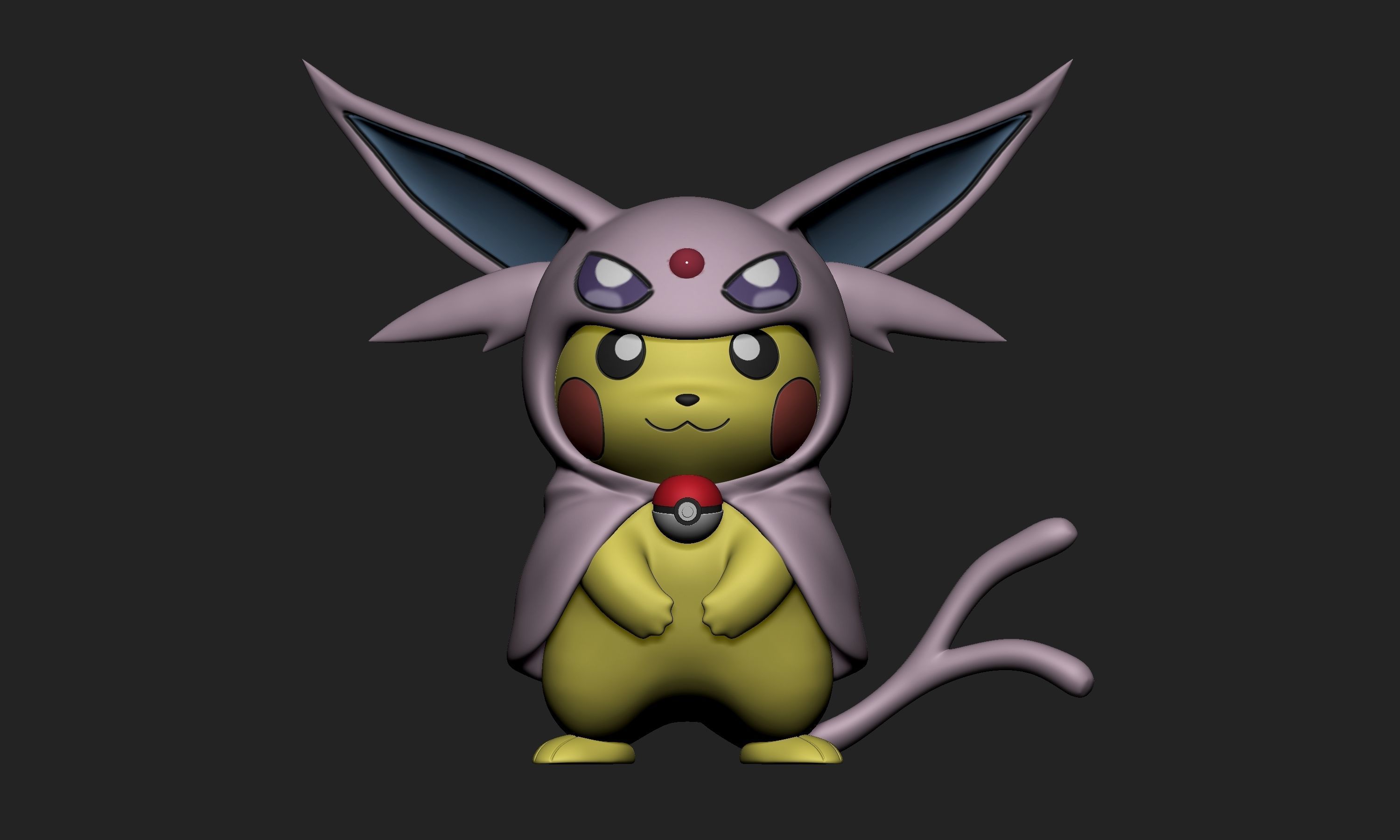 Pokemon - Pikachu Cosplay Poncho Espeon Free 3D print model_2