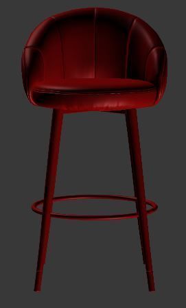 Bar chair Low-poly 3D model_6