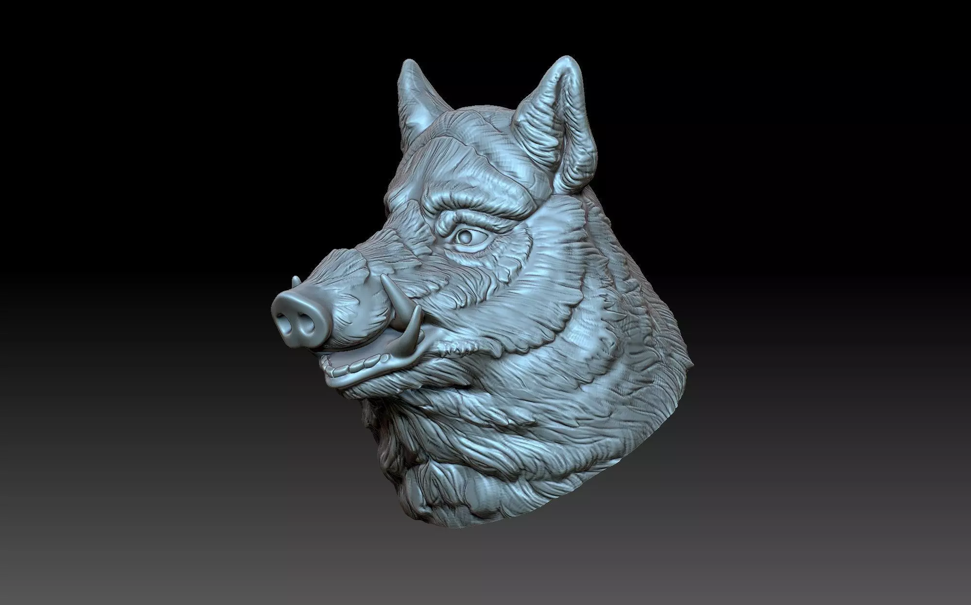 Boar head 3D print model_0