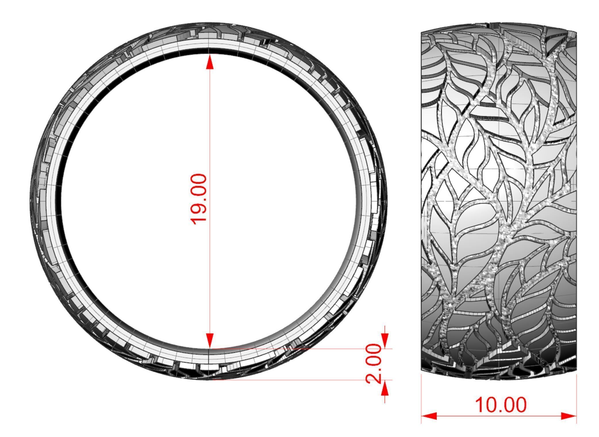 Foliage ring 3D print model_7