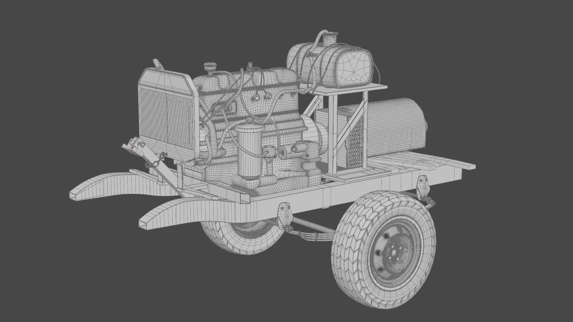 Old Rusty Generator Low-poly 3D model_12