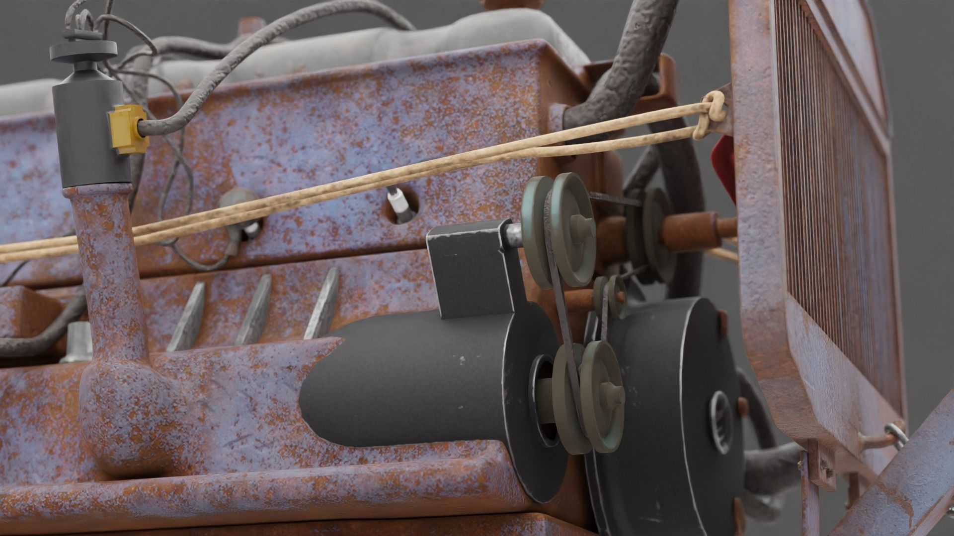 Old Rusty Generator Low-poly 3D model_11