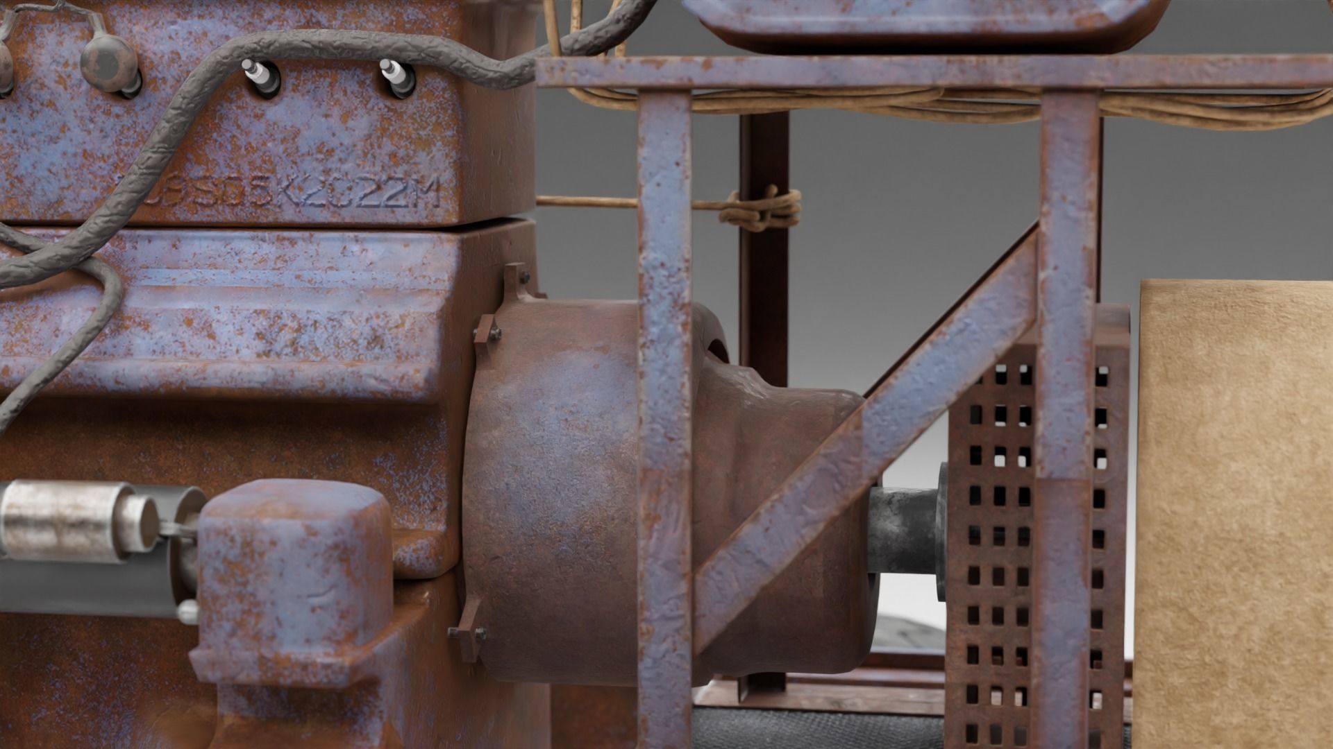 Old Rusty Generator Low-poly 3D model_6