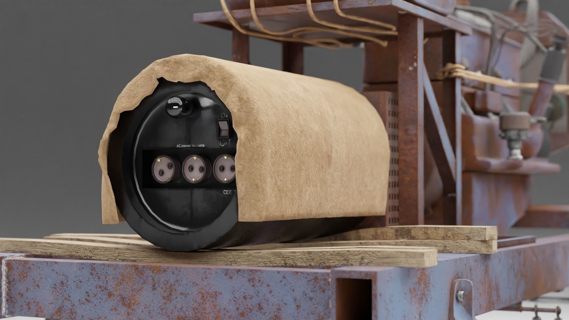 Old Rusty Generator Low-poly 3D model_4