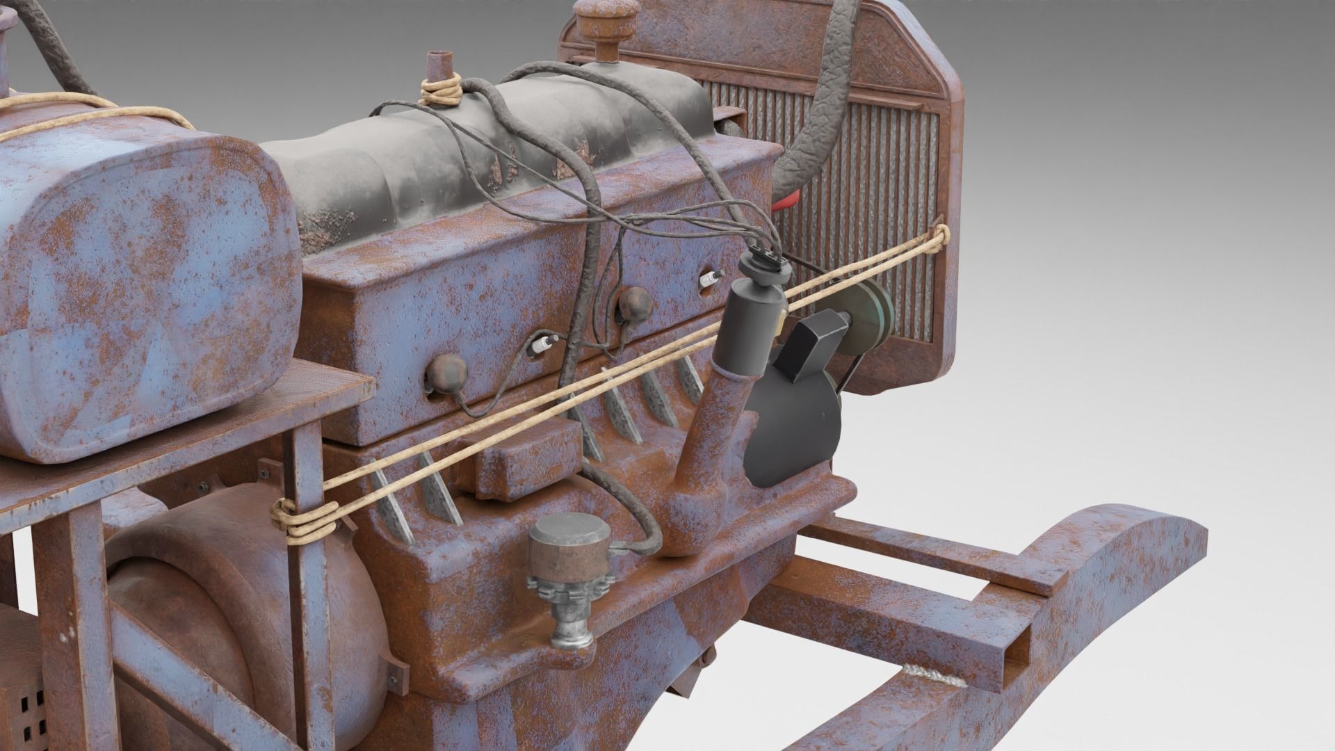 Old Rusty Generator Low-poly 3D model_10