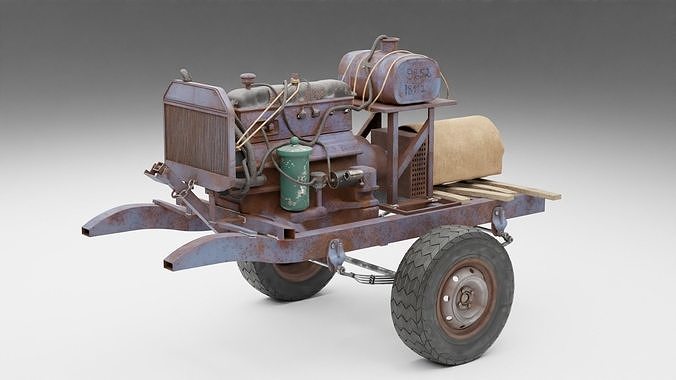 Old Rusty Generator Low-poly 3D model