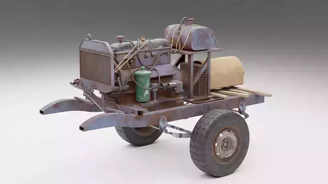 Old Rusty Generator Low-poly 3D model