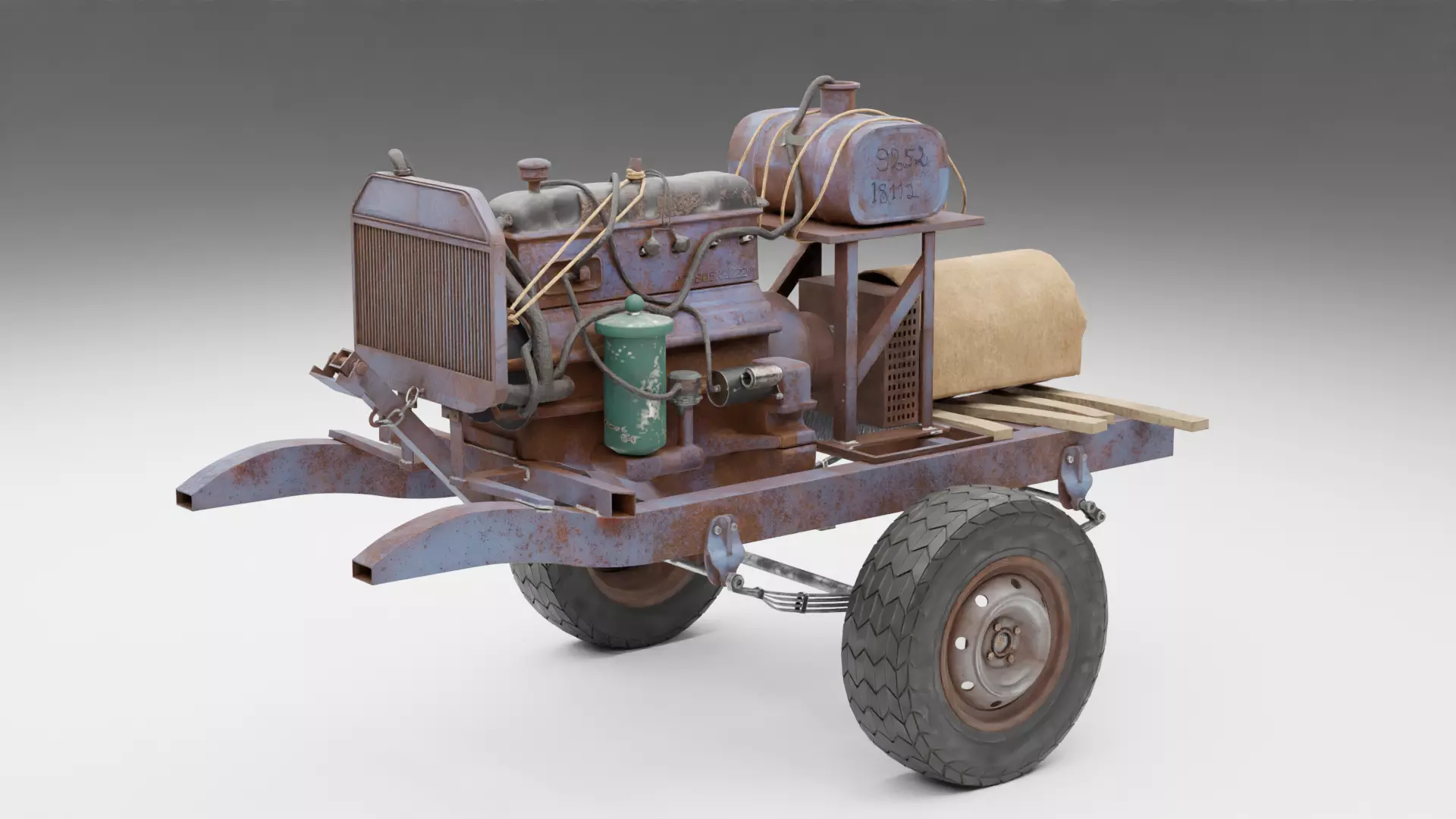 Old Rusty Generator Low-poly 3D model_0