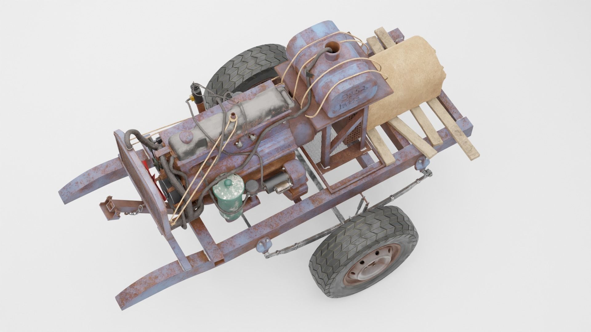 Old Rusty Generator Low-poly 3D model_7