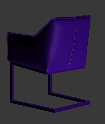 Armchair teal upholstered dining chair with chrome legs Low-poly 3D model_12