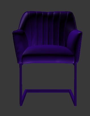 Armchair teal upholstered dining chair with chrome legs Low-poly 3D model_6