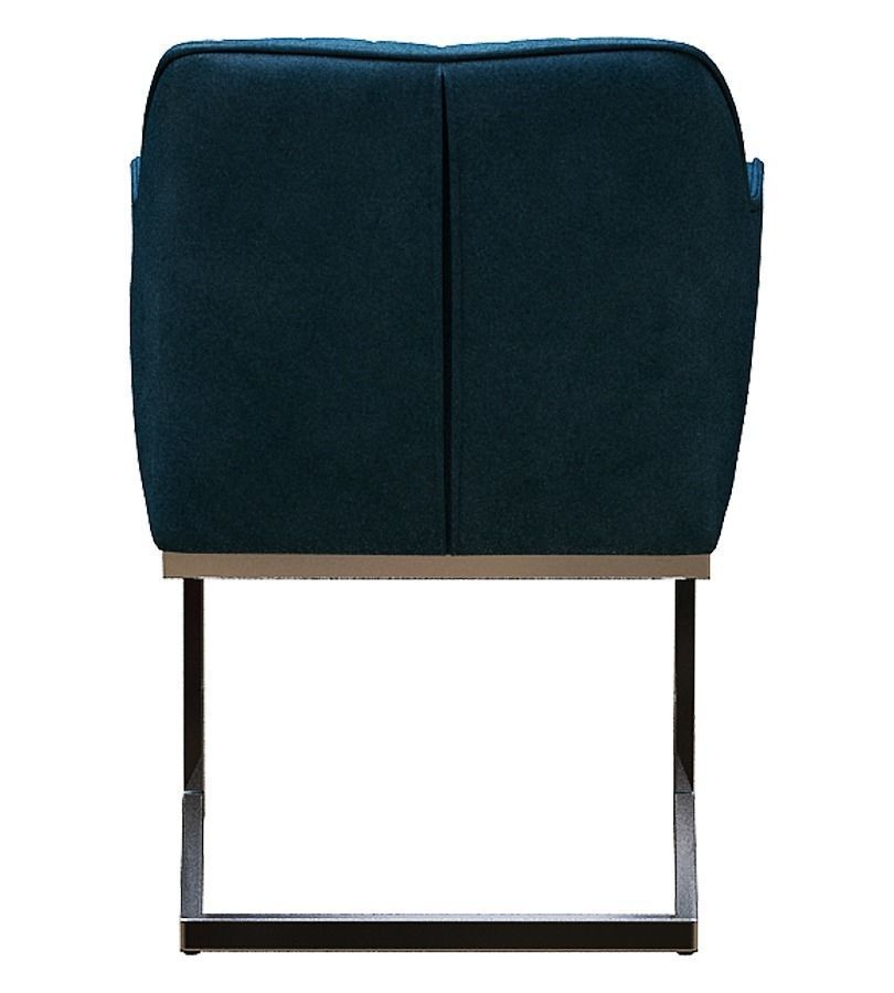 Armchair teal upholstered dining chair with chrome legs Low-poly 3D model_5