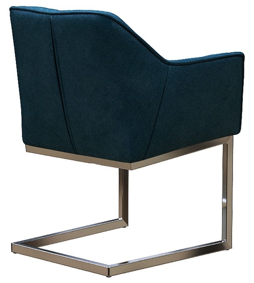 Armchair teal upholstered dining chair with chrome legs Low-poly 3D model_4