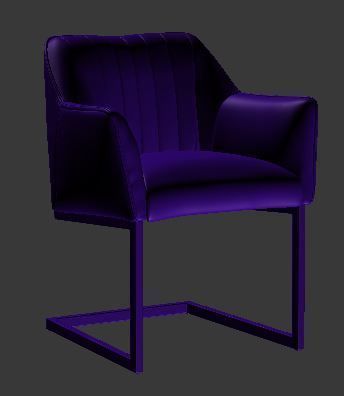 Armchair teal upholstered dining chair with chrome legs Low-poly 3D model_7