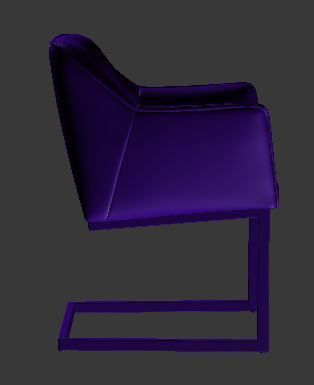 Armchair teal upholstered dining chair with chrome legs Low-poly 3D model_9