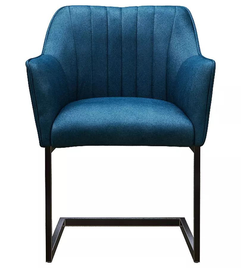 Armchair teal upholstered dining chair with chrome legs Low-poly 3D model_0