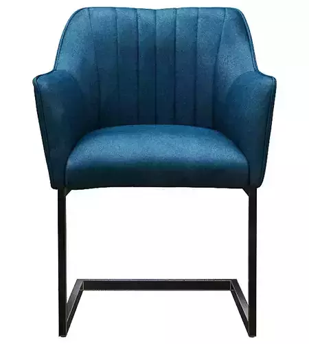 Armchair teal upholstered dining chair with chrome legs