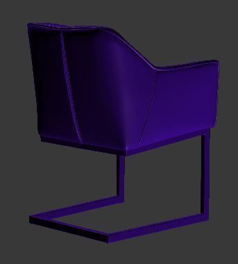 Armchair teal upholstered dining chair with chrome legs Low-poly 3D model_10