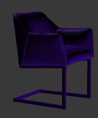 Armchair teal upholstered dining chair with chrome legs Low-poly 3D model_8