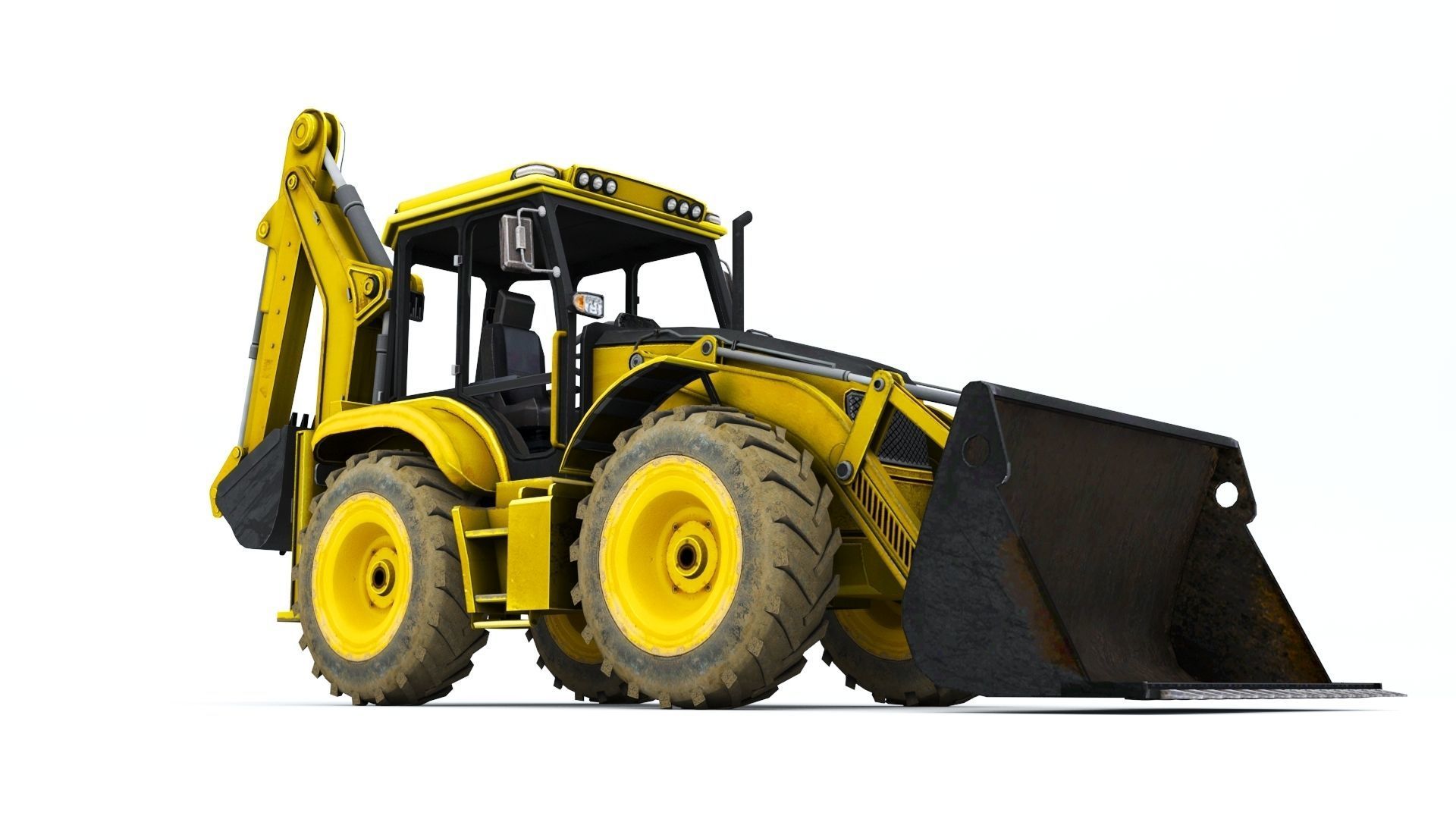 Backhole Loader Low-poly 3D model_5