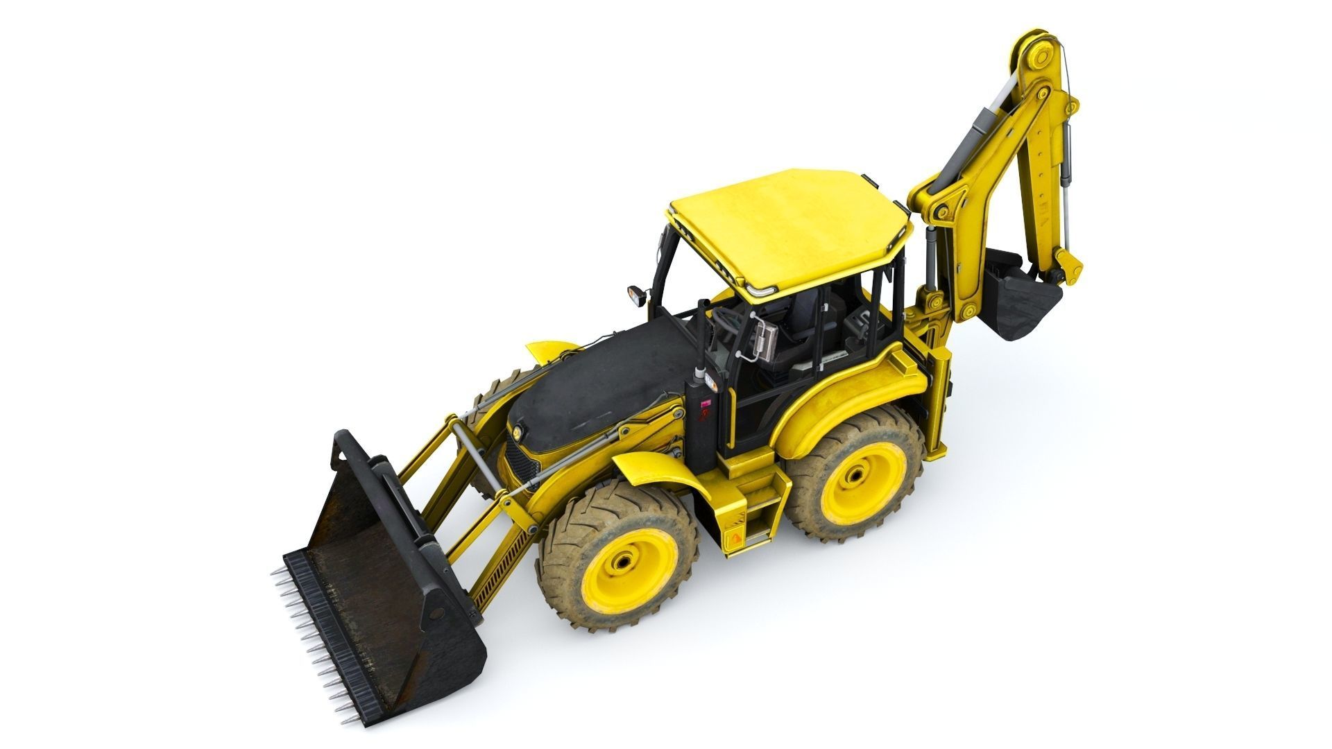 Backhole Loader Low-poly 3D model_7