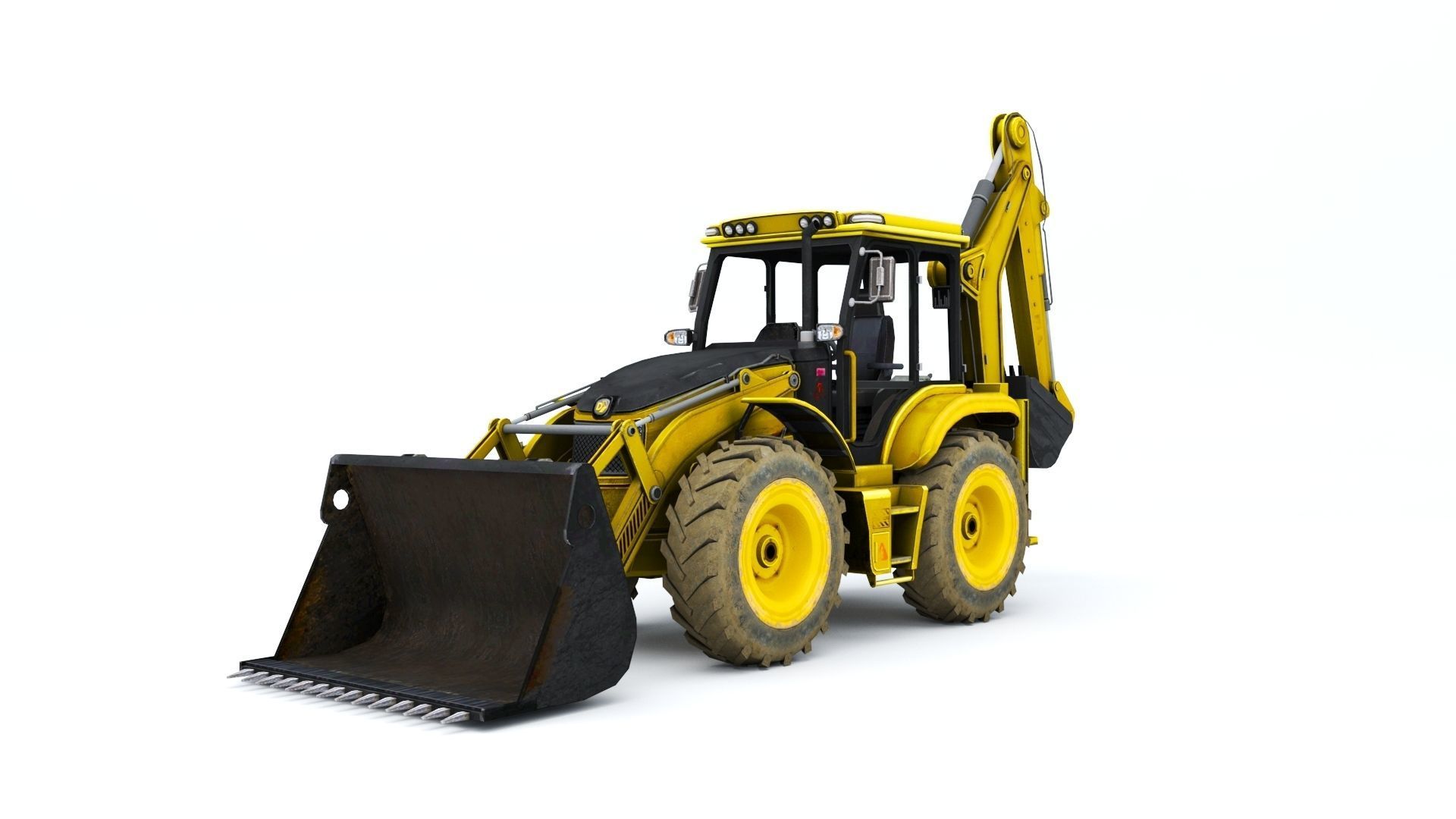 Backhole Loader Low-poly 3D model_6