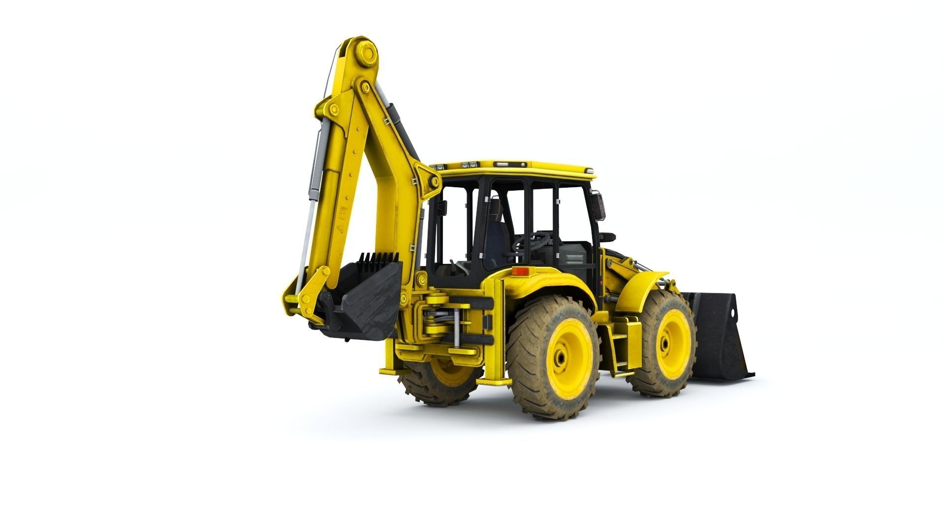 Backhole Loader Low-poly 3D model_2