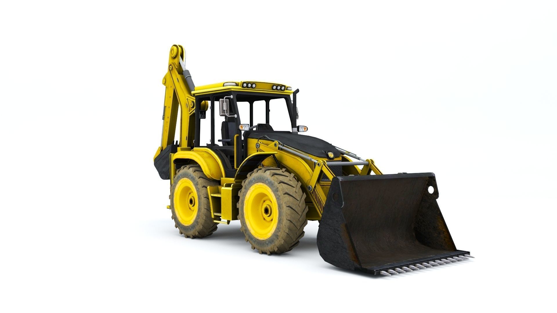 Backhole Loader Low-poly 3D model_4