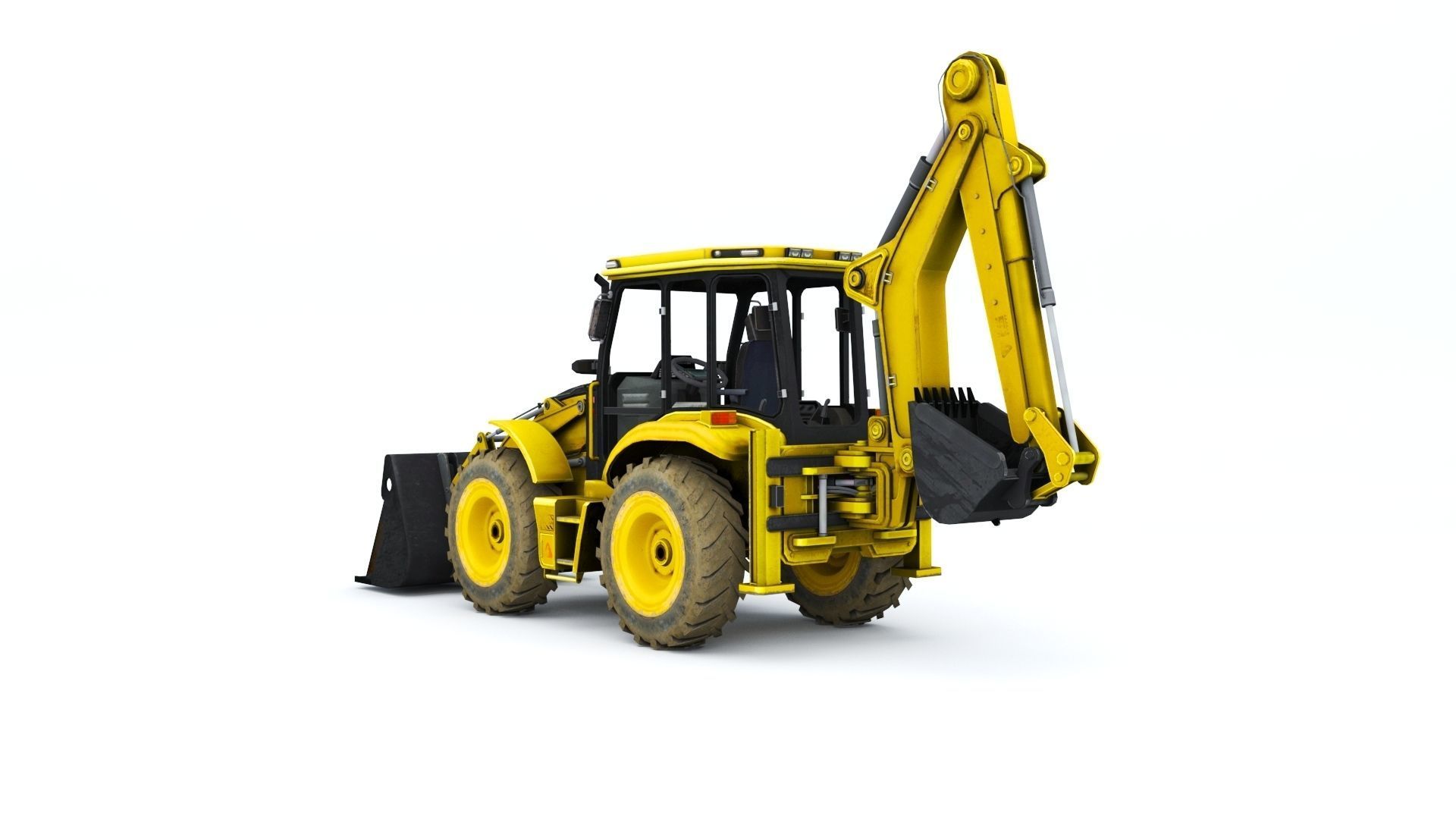 Backhole Loader Low-poly 3D model_1