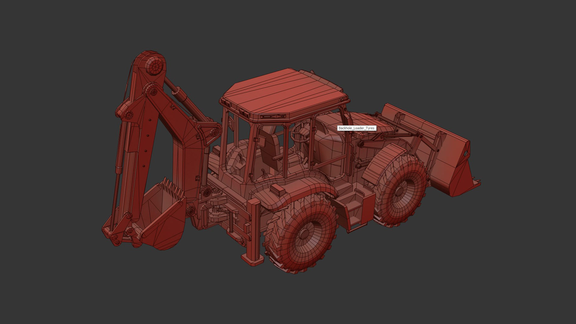 Backhole Loader Low-poly 3D model_14