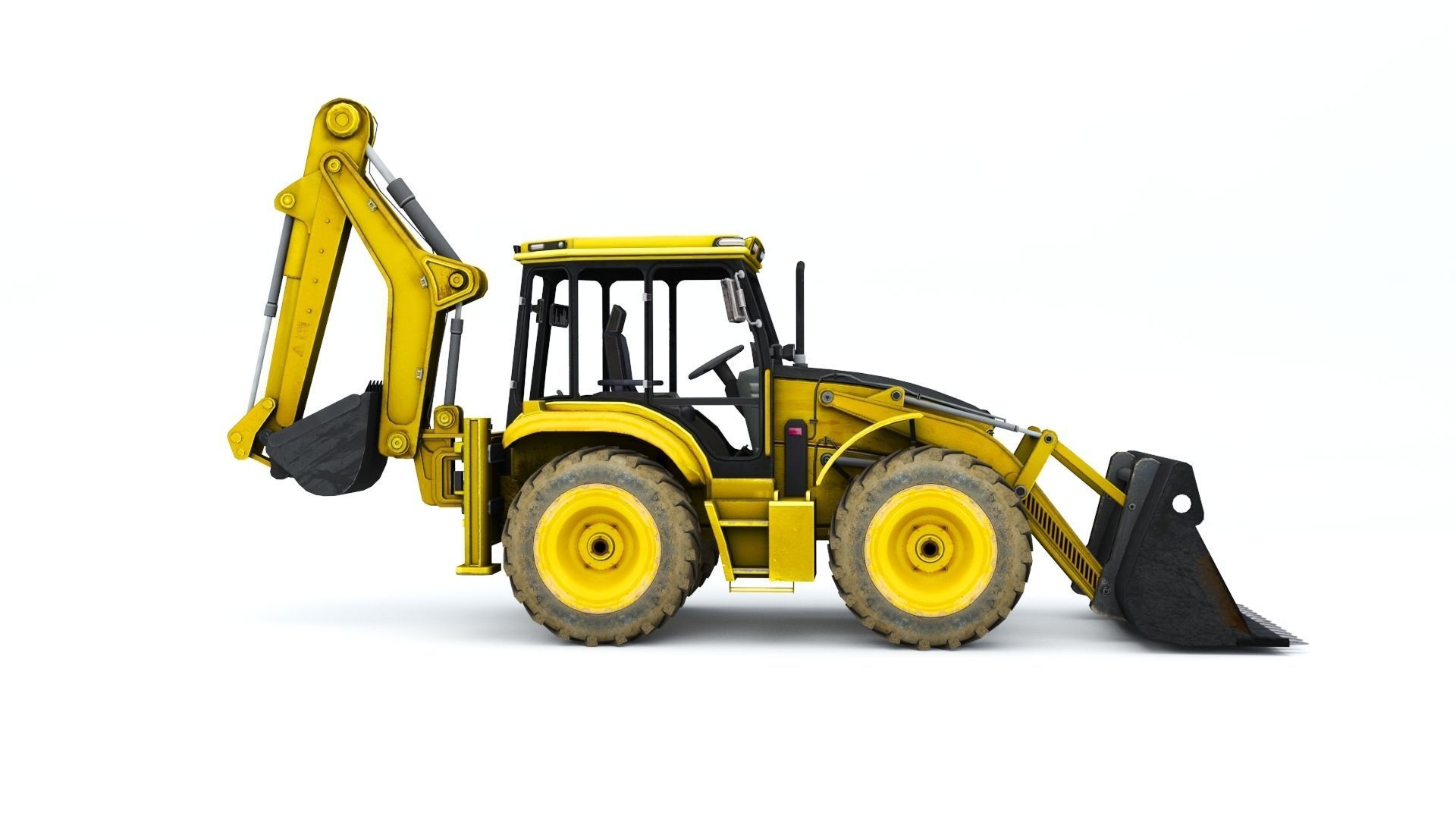 Backhole Loader Low-poly 3D model_3