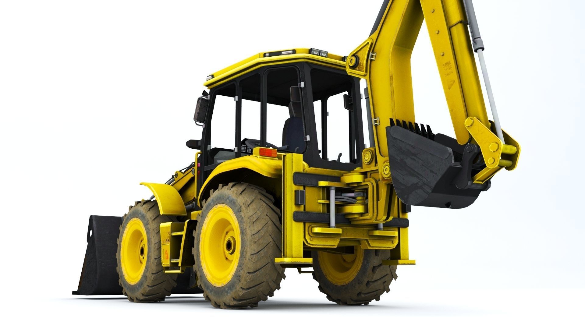 Backhole Loader Low-poly 3D model_9