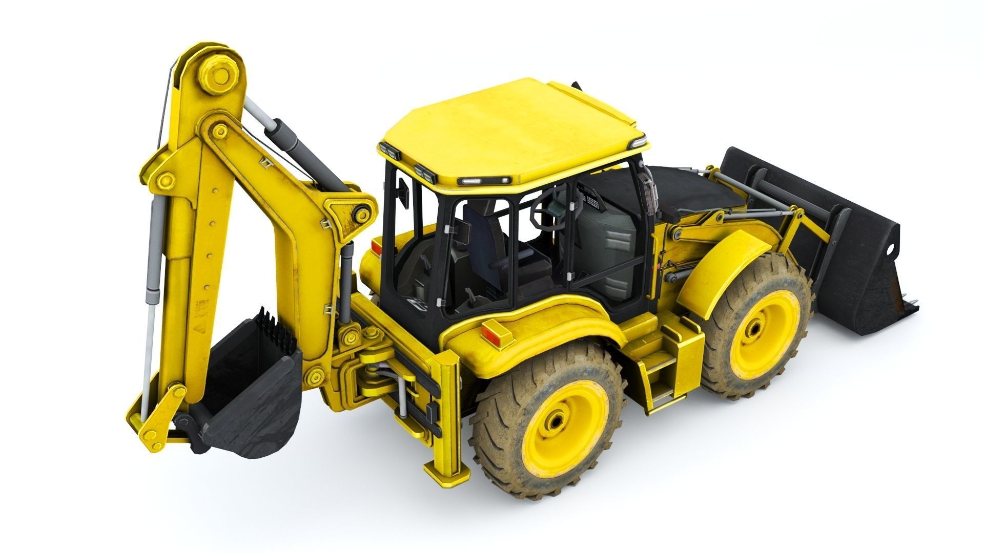 Backhole Loader Low-poly 3D model_8