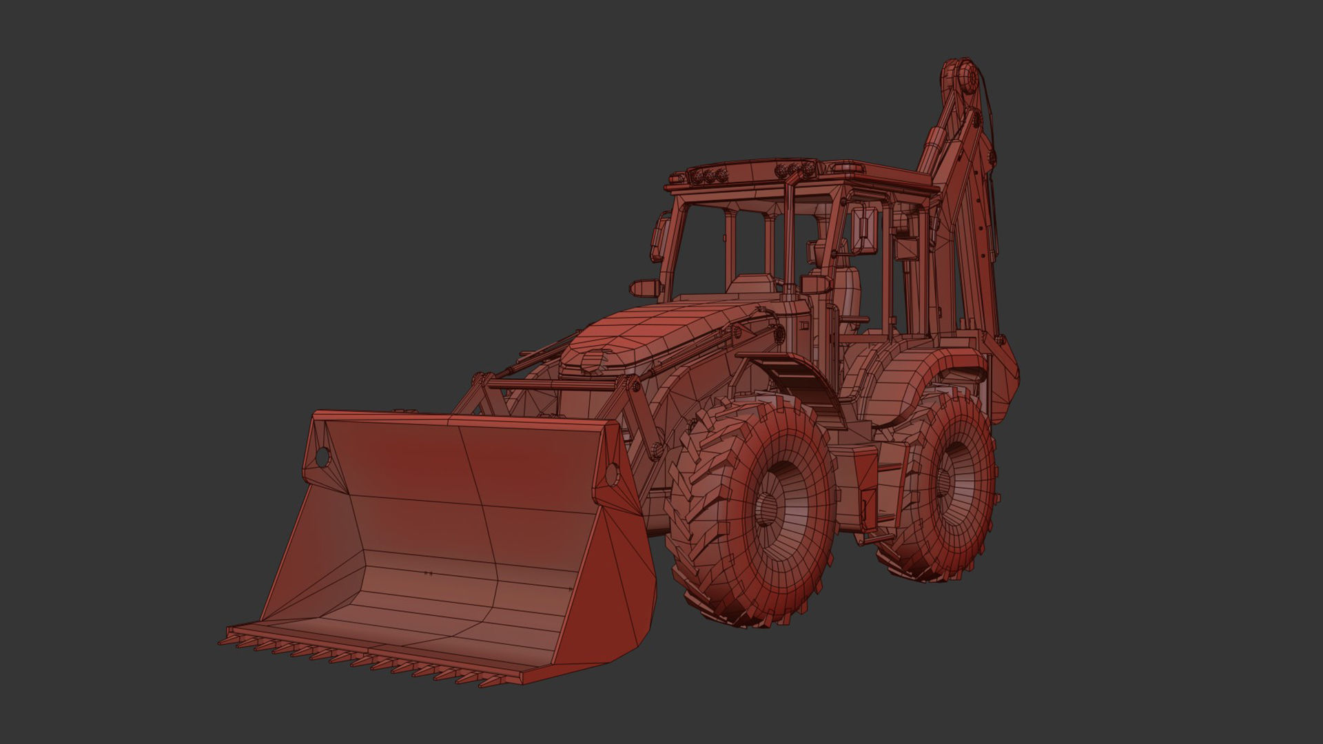 Backhole Loader Low-poly 3D model_13