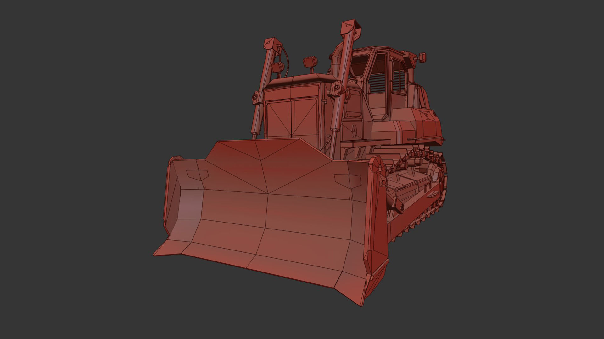 Bulldozer Low-poly 3D model_6
