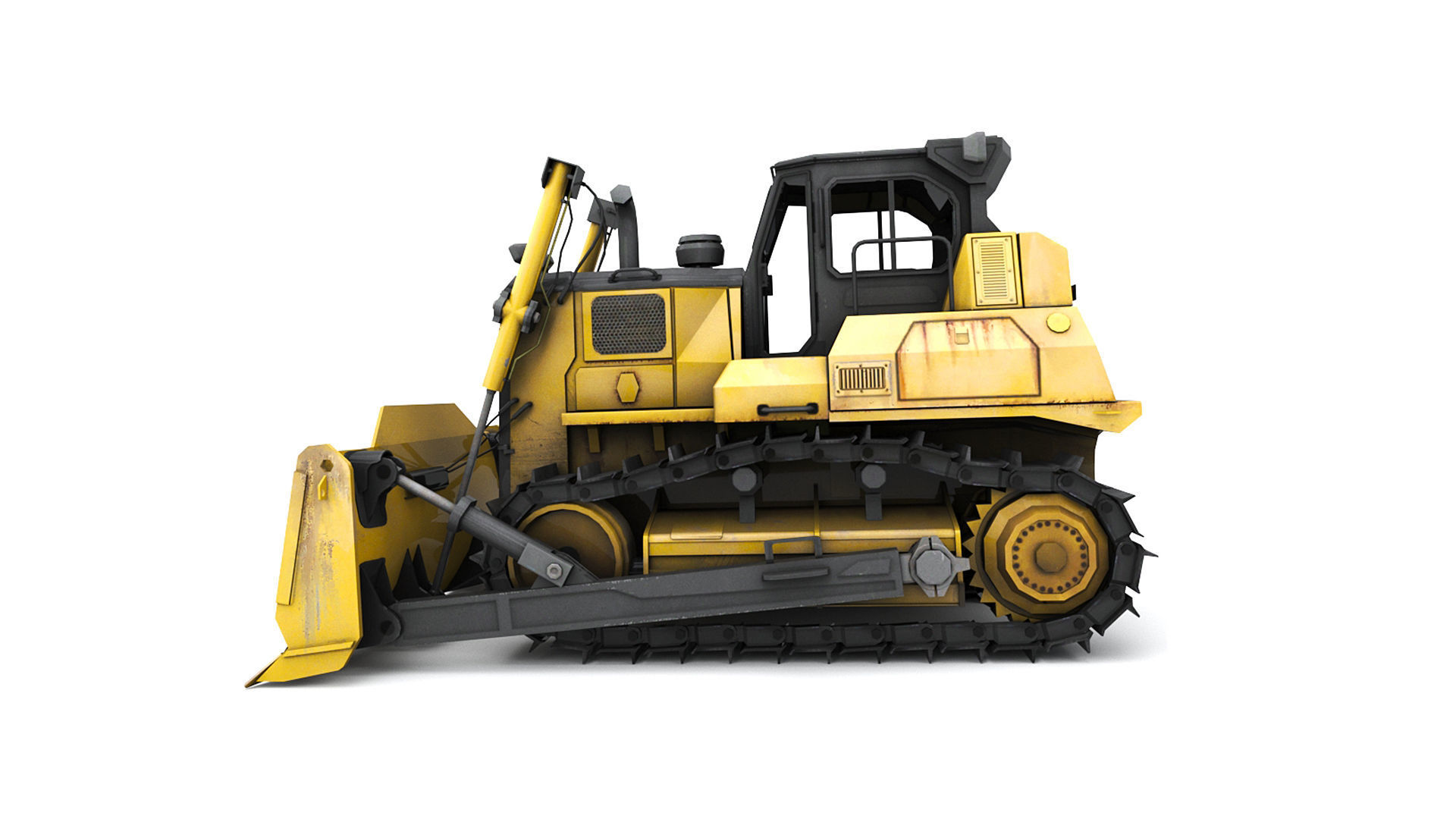 Bulldozer Low-poly 3D model_1