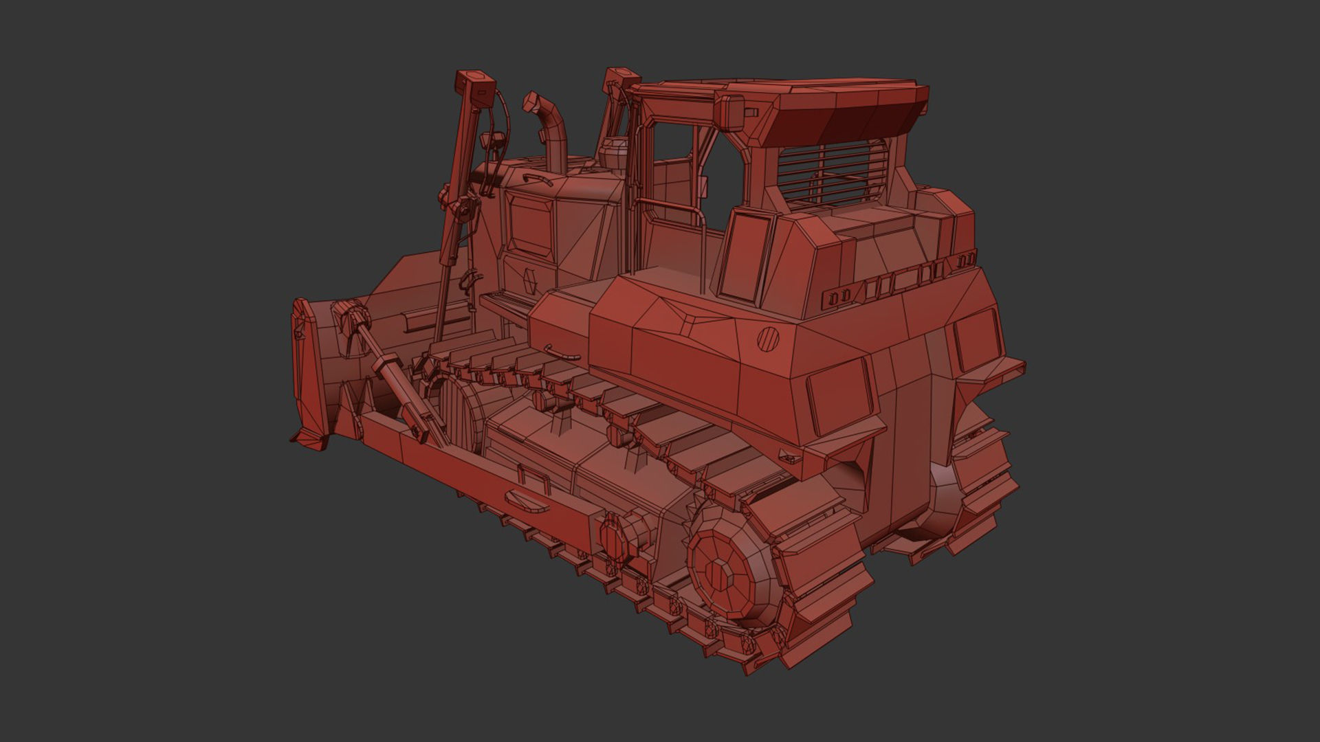 Bulldozer Low-poly 3D model_8