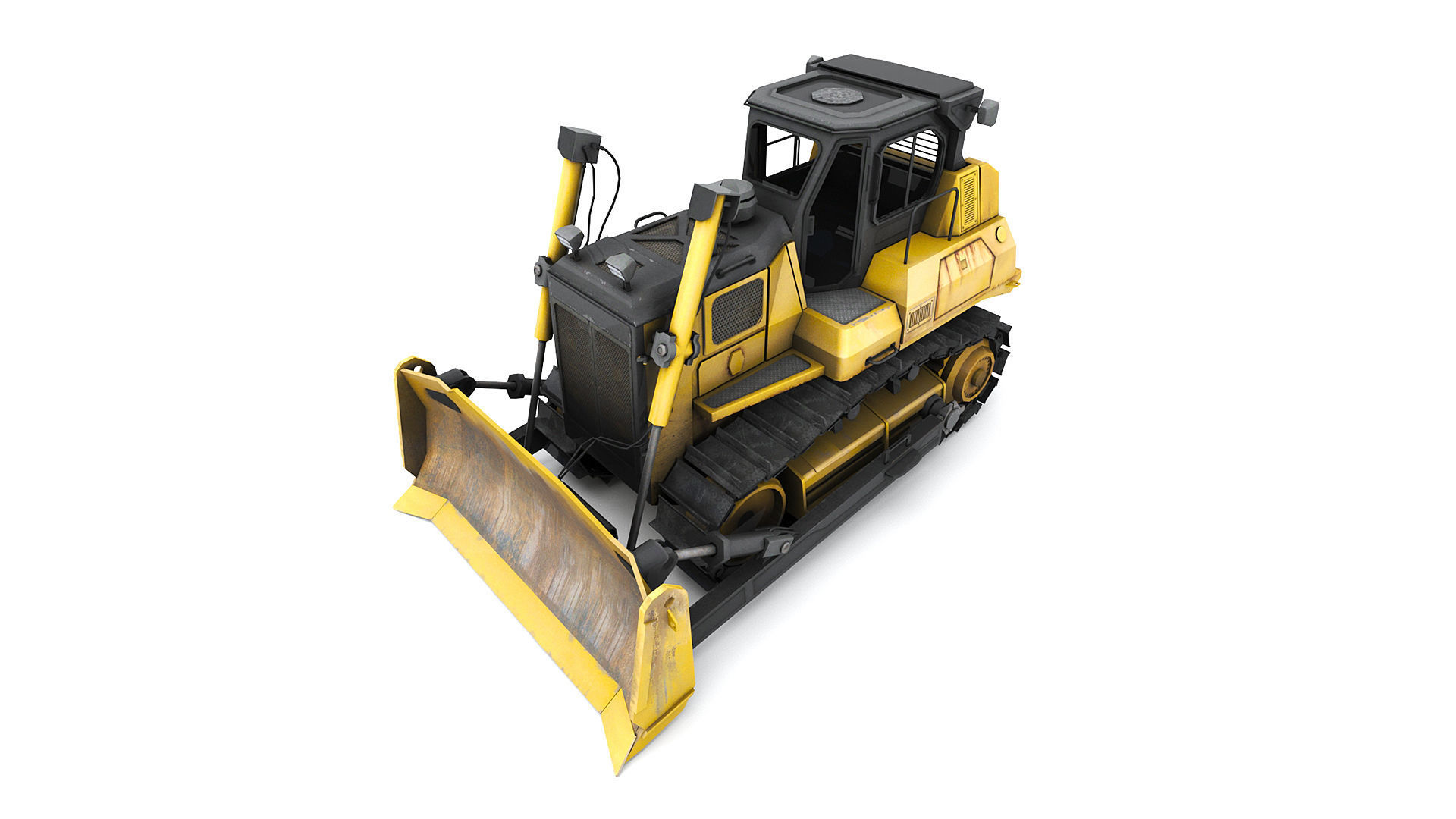 Bulldozer Low-poly 3D model_4