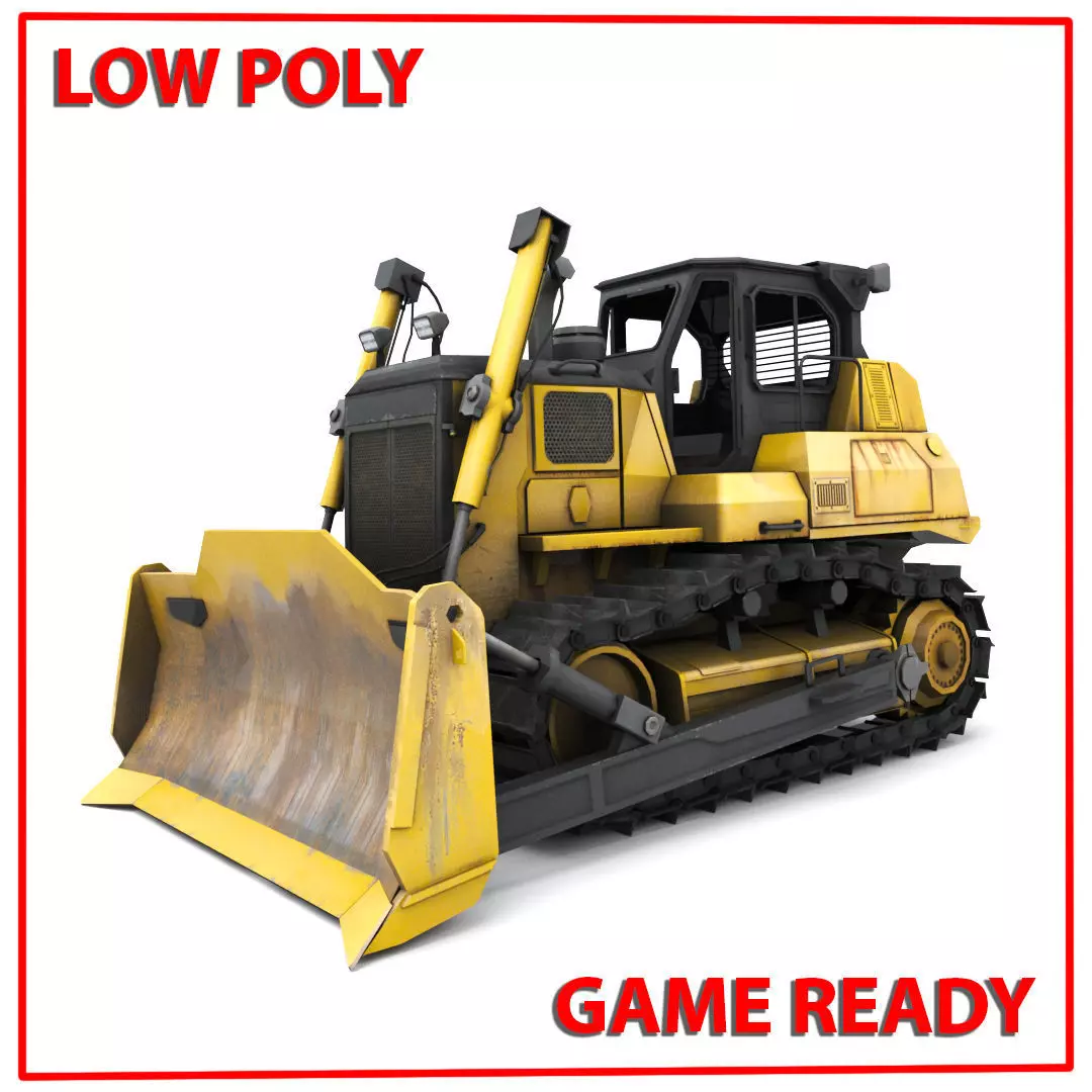 Bulldozer Low-poly 3D model_0