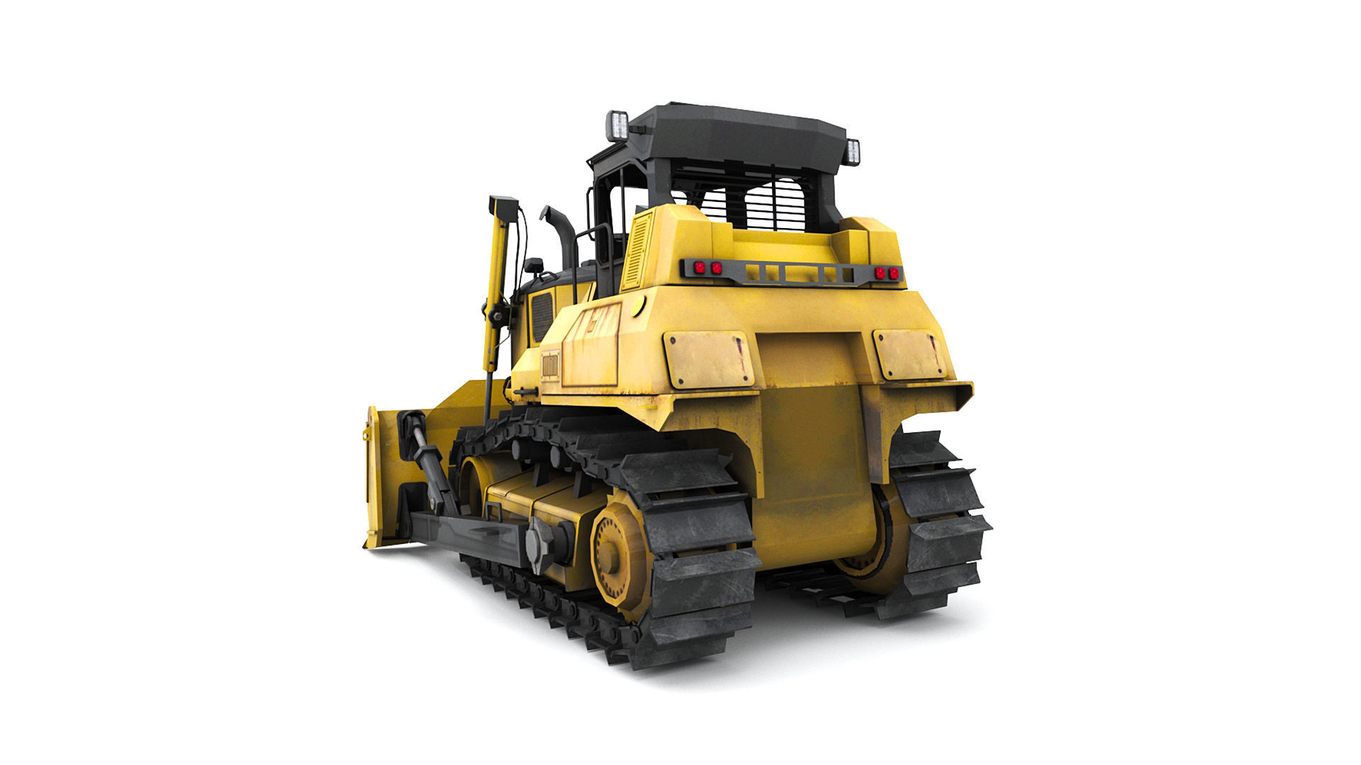 Bulldozer Low-poly 3D model_2