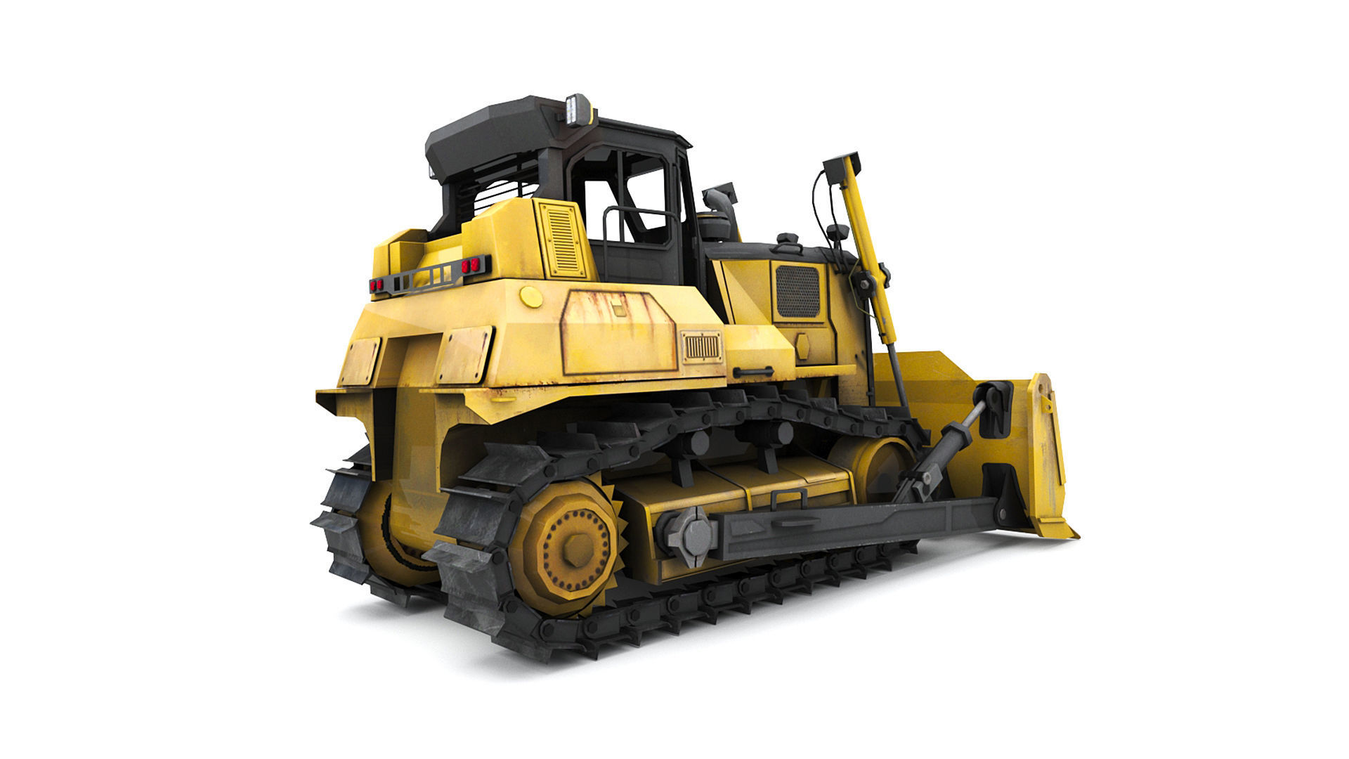Bulldozer Low-poly 3D model_3