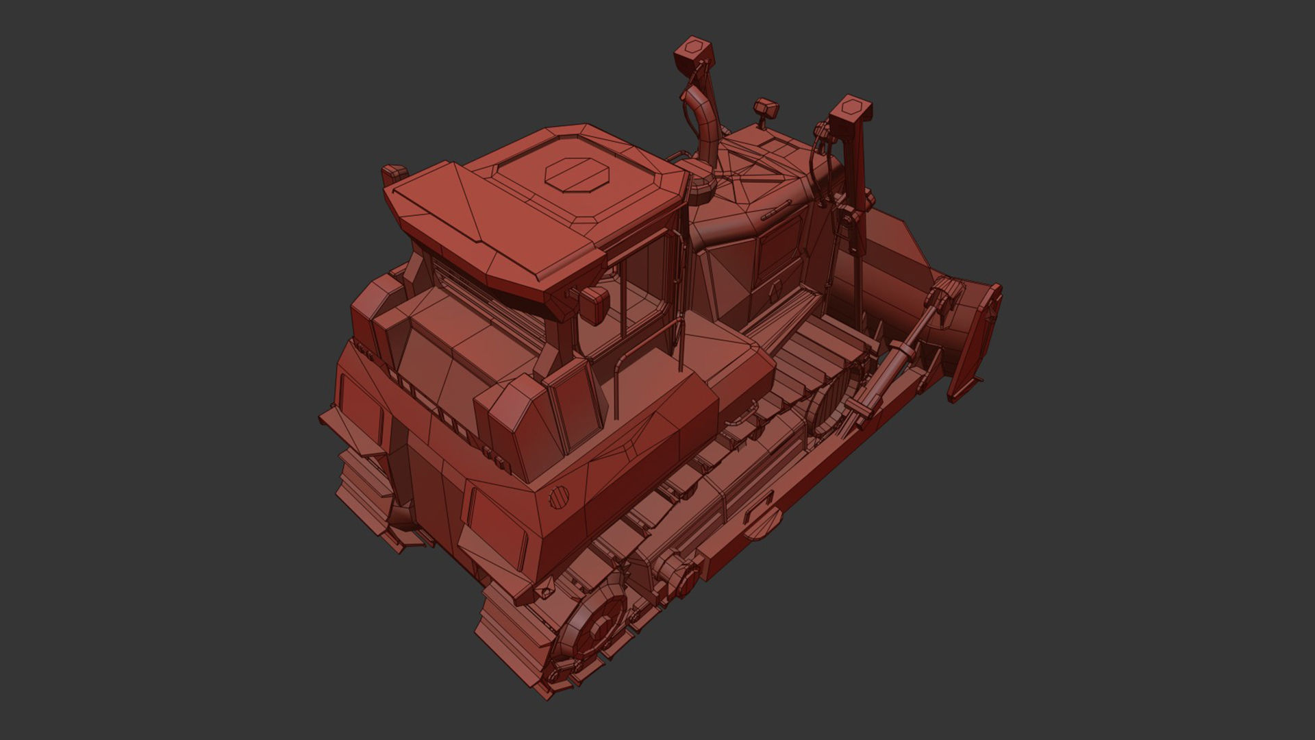 Bulldozer Low-poly 3D model_9
